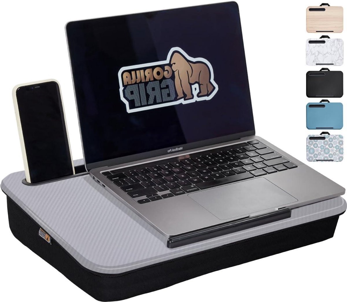 Gorilla Grip Laptop Desk with Phone Holder, Pillow Pillow Desks Fit for Laptops Up to 15.6 Inch,Drawer Ledge Holds Computers in Place,Portable Travel Workstation Essentials for Home,