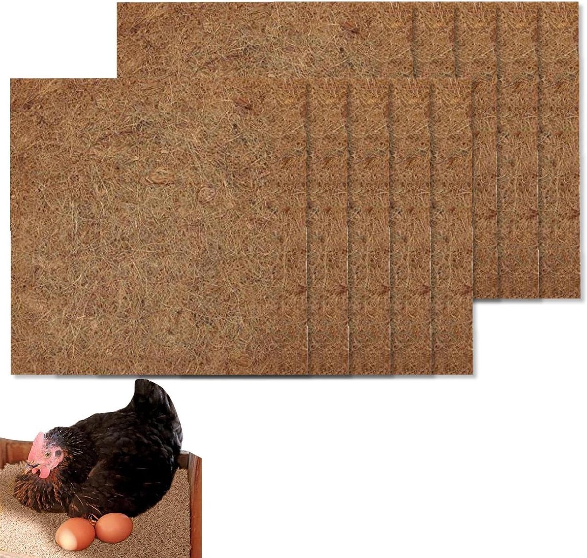 Gevogelte Onderlegger - Kokosvezel Bed - Nest Bescherming - Wasbaar Materiaal - 30 x 30 cm - Meerkleurig