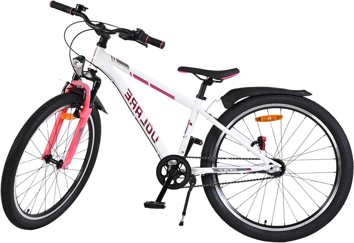 Kinderfiets Meisjesfiets Avontuurlijke ritten Shimano 3 versnellingen 24 inch Wit roze