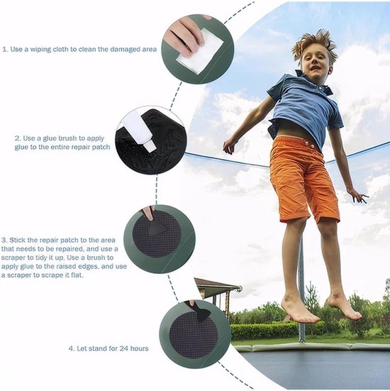 Trampoline Reparatie - Scheur Herstel - Veilig Spelen - Industriële Lijm - 20 x 15 cm - Zwart — afbeelding 2