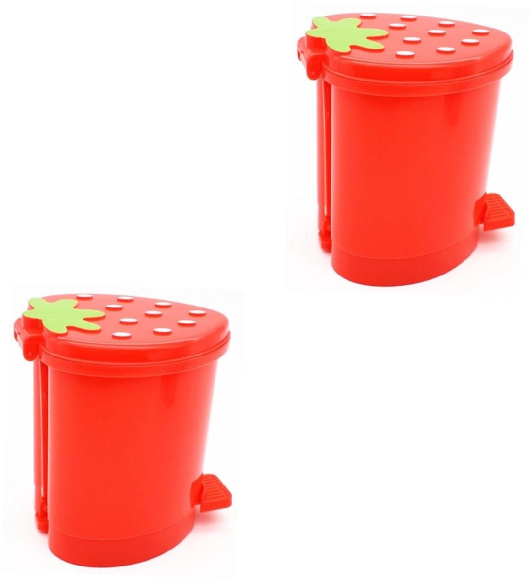 ABOOFAN 2 Stuks Bureaublad Prullenbak Kunststof Organisator Mini Prullenbak Metalen Eettafel Prullenbak Op Het Aanrecht Afval Draaibare Hoes Rood Mens P.p Kleine Aardbei