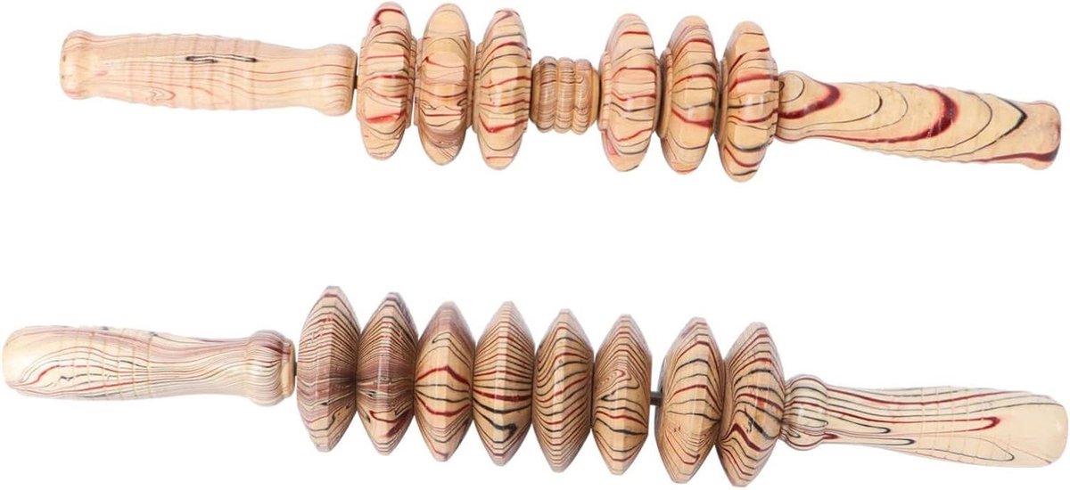 ERINGOGO 2Pcs Wooden Multifunction Massage Roller Stick Handheld Massager for Blood Circulation Muscle Recovery for Relaxation Home or On the Go
