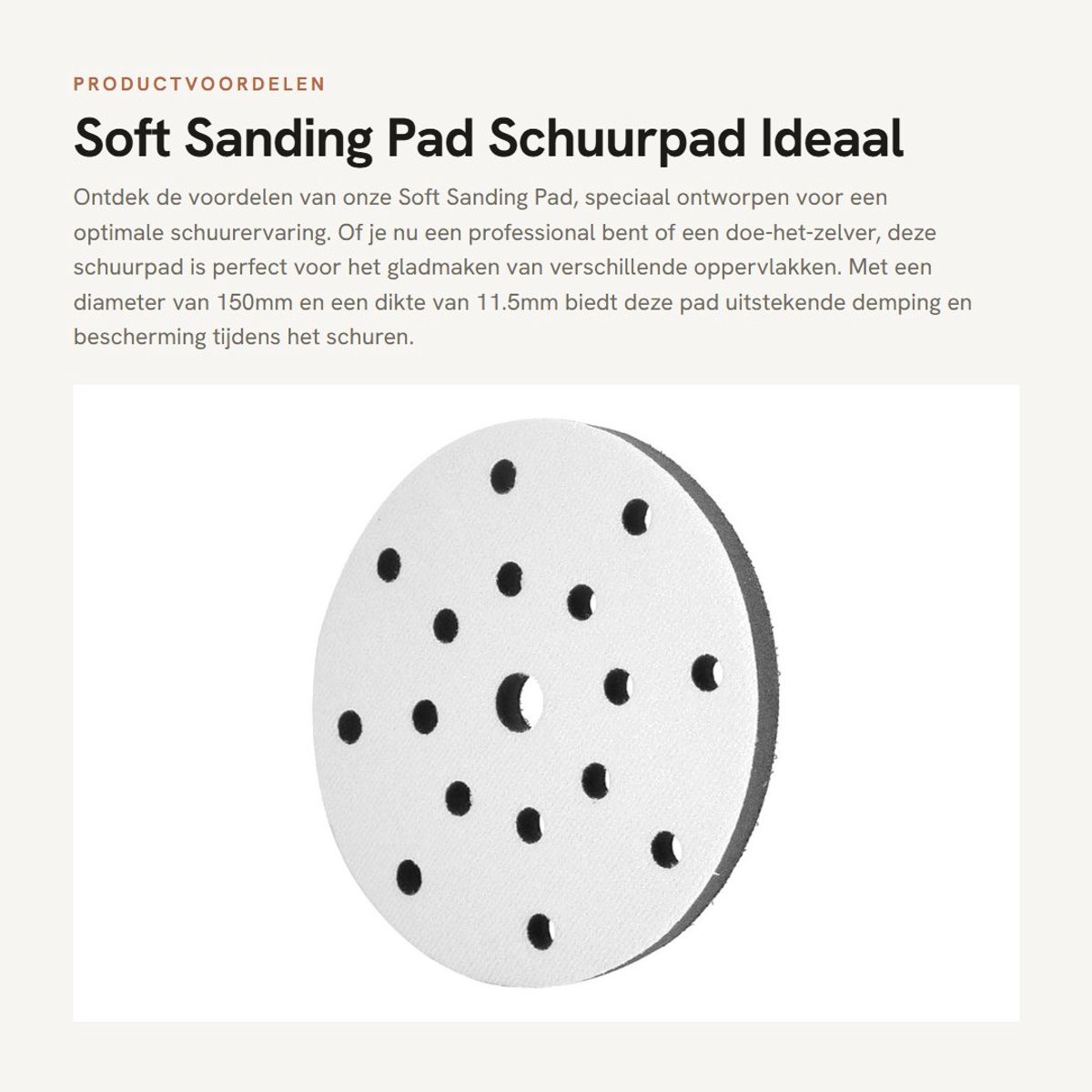 Dailygoods- Schuurpad Zacht - Diameter 150 mm - 17 Gaten - Bufferspons - Pneumatische/Electric Polijstmachines - Schade Vermindering - Polijstpad
