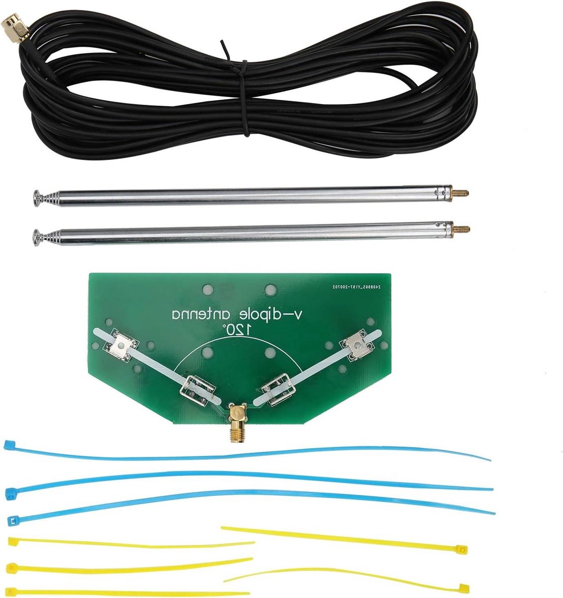 Stereo Antenne - V-Dipool Ontvanger - Radio Ontvangst - Hoge Efficiëntie - 1.6mm PCB - Zwart