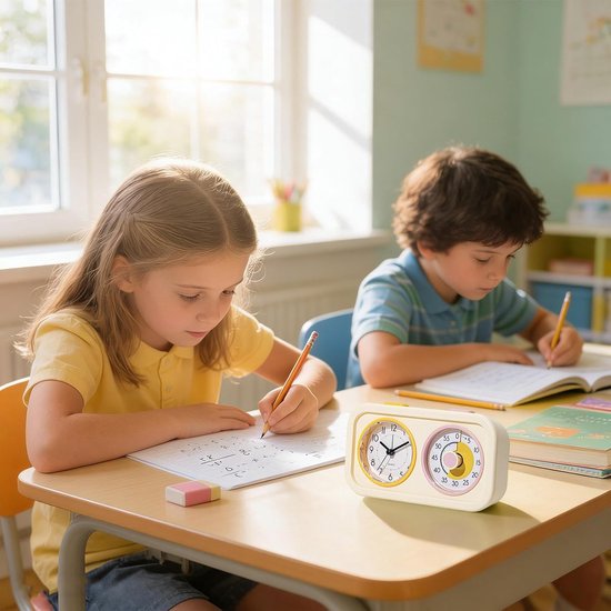 Kinder Timer - Leerklok Visueel - Tijd Beheer - Stil Nachtlampje - 5.6 x 11.2 cm - Geel — afbeelding 5