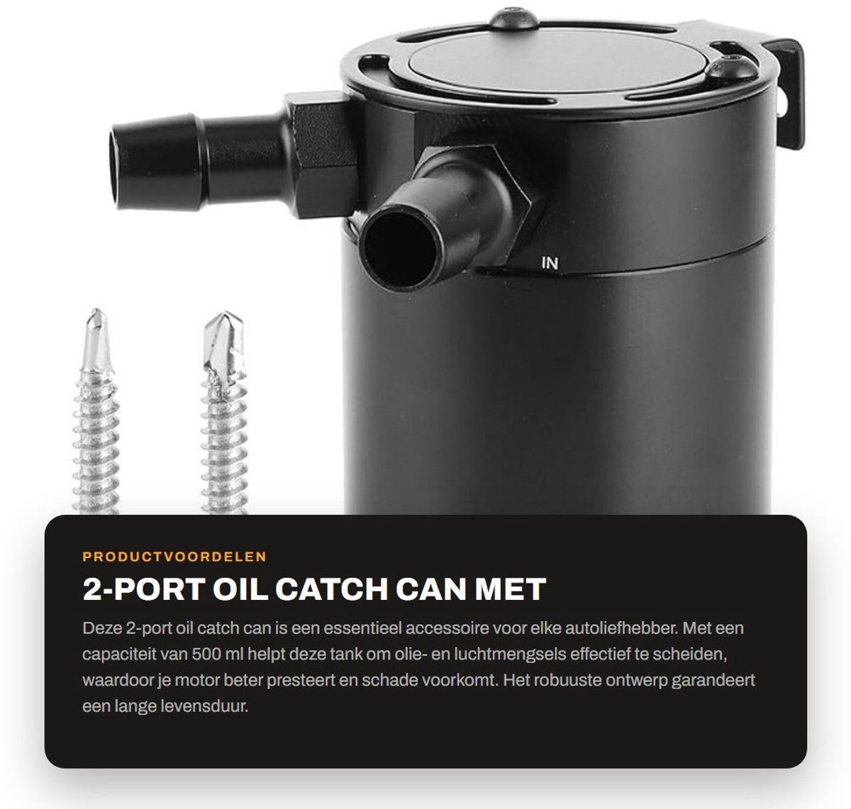Dailygoods- Olie Catch Can 500ml - Aluminium Reservoir - 2-Port - Universeel Accessoire - Motorbescherming - Schokbestendig en Duurzaam - Olieopvangtank
