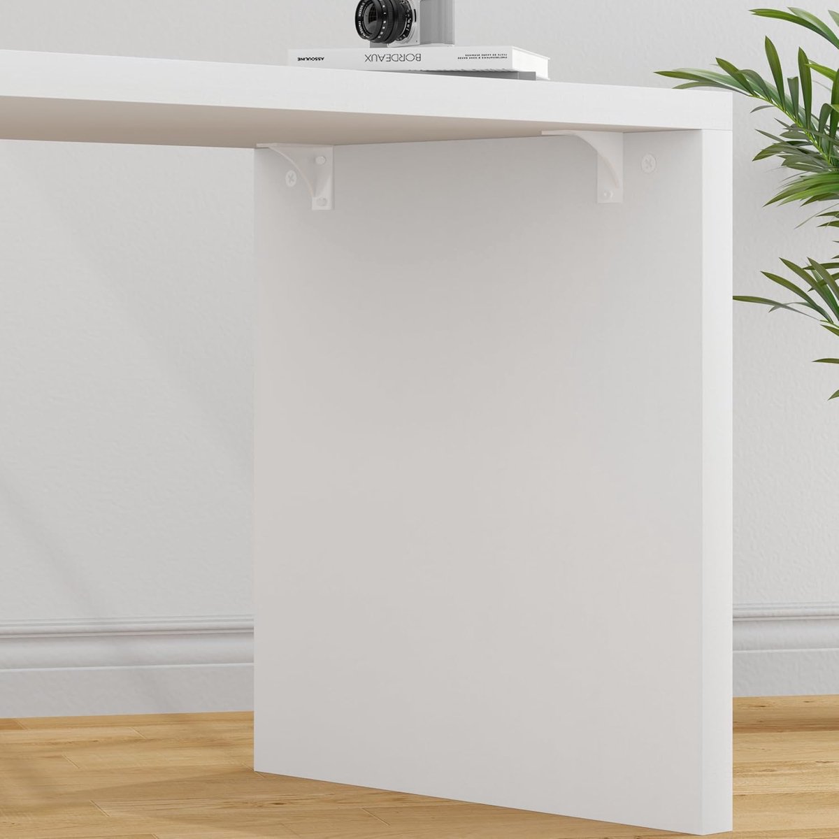 Hoekbureau L-vorm met 3 Laden en 2 Opbergplanken - Omkeerbaar Computertafel Bureau voor Thuiskantoor - Werkbureau met Opbergruimte - Wit - 140 x 50 x 76 cm - Mobili Bella
