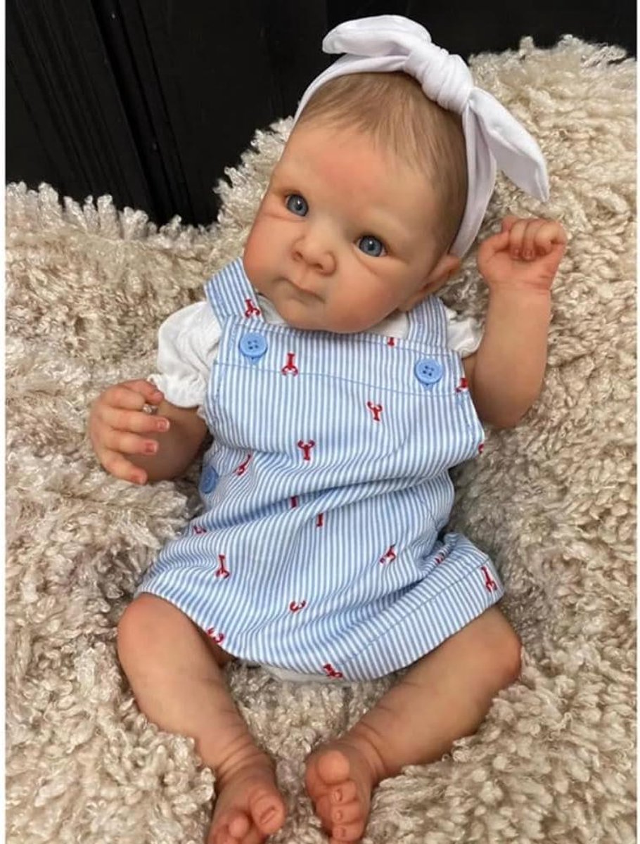 Reborn-Baby Dolls 18 Inch Reborn Dolls Realistische pasgeboren Baby Dolls Soft Body Poseable Full Vinyl Body Girl als een levensechte baby met voedingsset