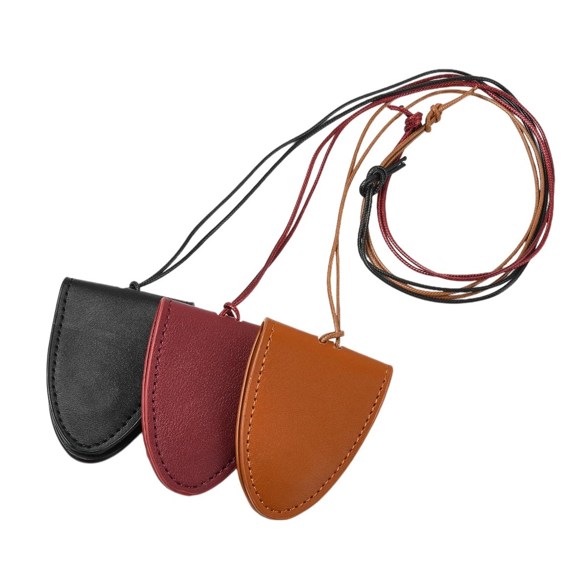 Dailygoods- Brilopberger 3 Stuks - Leer - Handige Ketting - Zonnebril/Bril Opbergzak - Stijlvol - Duurzaam Materiaal - Brilhoes