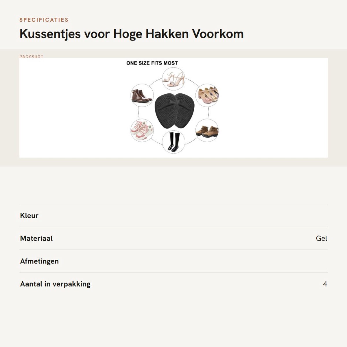 Dailygoods- Voetskussens Antislip - Gel Inlegzolen - Middenvoetsbeentjes - Pijnstilling - Blaren/Eelt - Herbruikbaar en Comfortabel - Gelinlegzolen