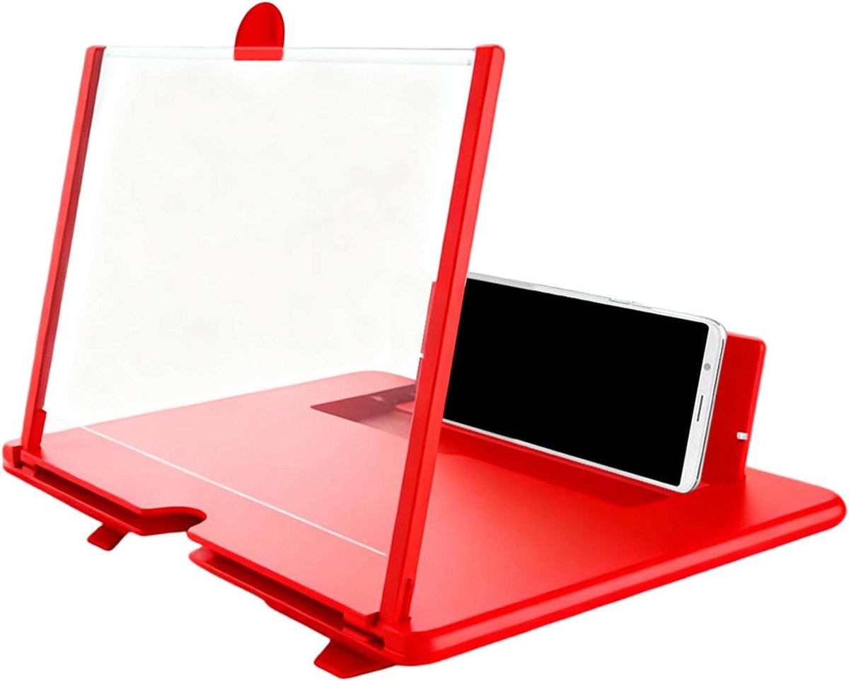 Telefoon Schermvergroter - Projectiestandaard Telefoon - Films Kijken - 3D HD Display - 3-4x Vergroting - Rood