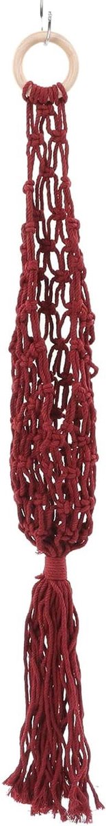 Hangende Fruitmand - Touwnet Opberger - Keuken Organisatie - Handgemaakt Ontwerp - 64 cm Lengte - Bordeaux