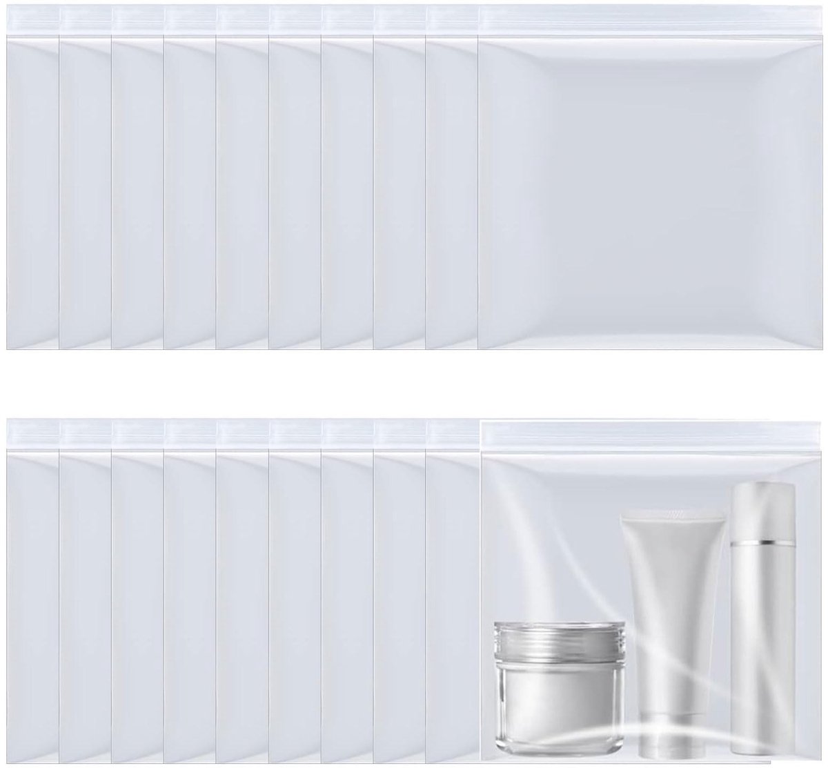 Dailygoods- Hersluitbare Zakken 20 Stuks - Transparante Opbergtas - Waterdicht - Scheurvast - Herbruikbaar - Voor Cosmetica en Snacks - Opbergtassen