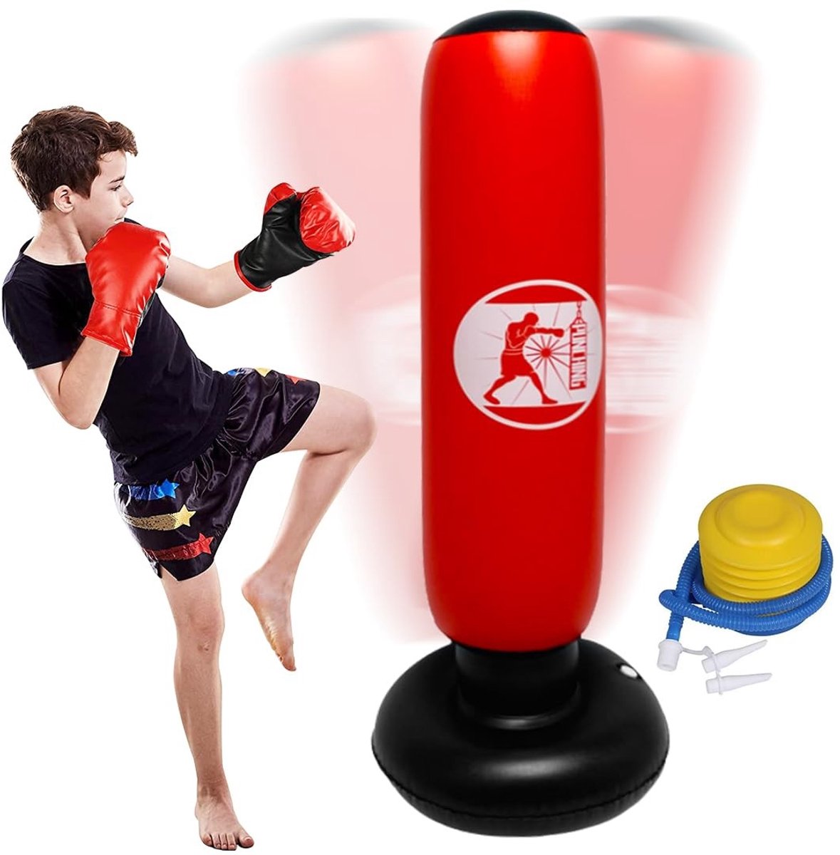 Dailygoods- Bokszak Kinderen 160 cm - Opblaasbaar - Staande Bokszak - Vechtsport - Cadeau voor Jongens/Meisjes - Verdikt PVC - Opblaasbare Bokszak
