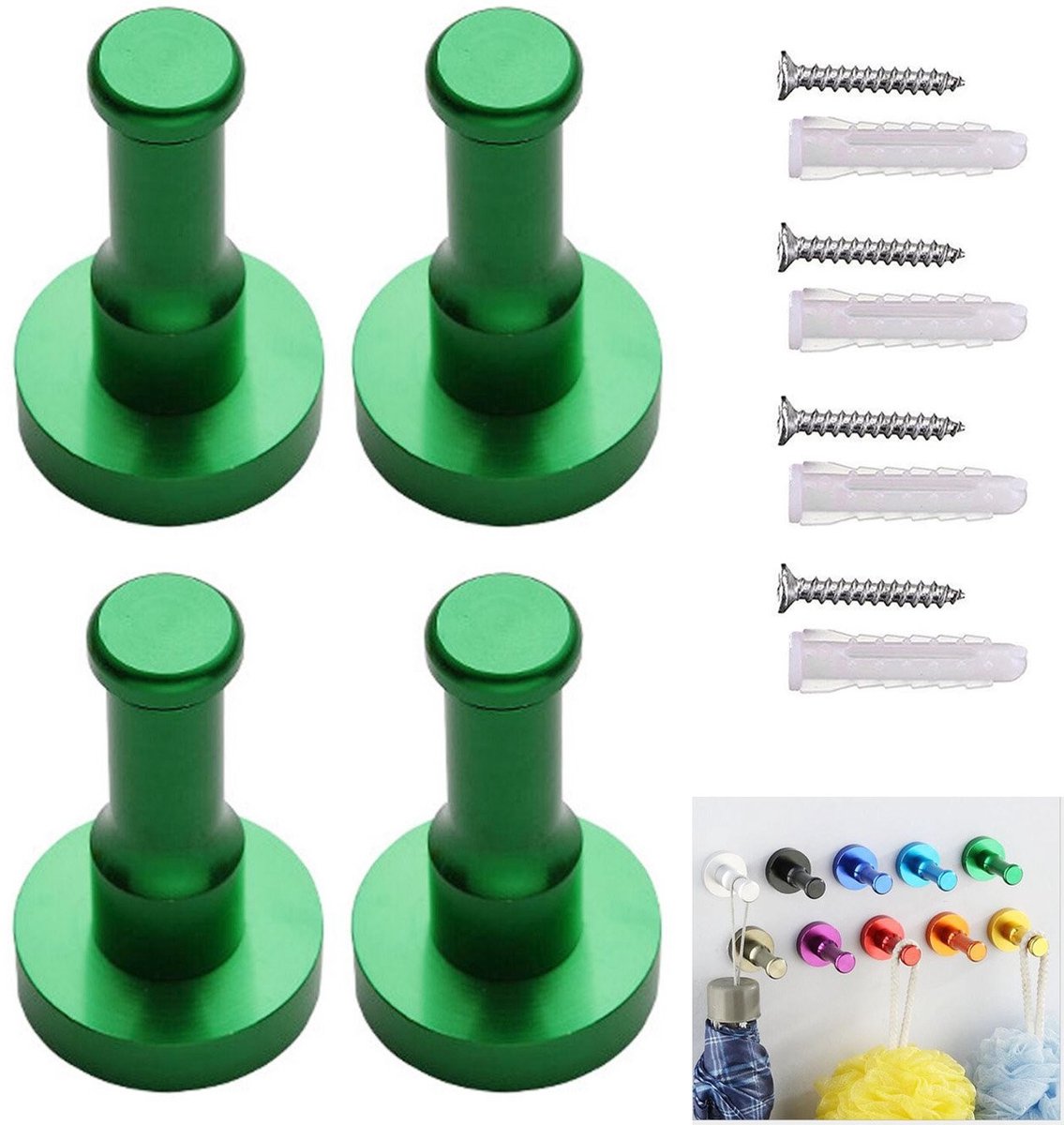 Dailygoods- Jashanger 4 Stuks - Wandhaak Zwart/Goud - Aluminium - Antikras - Geschikt voor Kleding/Handdoeken - Eenvoudige Montage