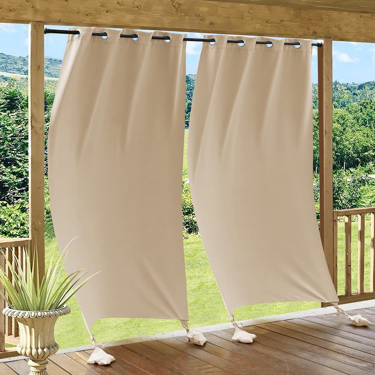 Dailygoods- Buitengordijnen Waterdicht - Buiten Gordijnen voor Terras - Windbestendige Gordijnen - 2 Panelen - 132B x 243H cm - Hoogwaardig Materiaal - Tuingordijnen