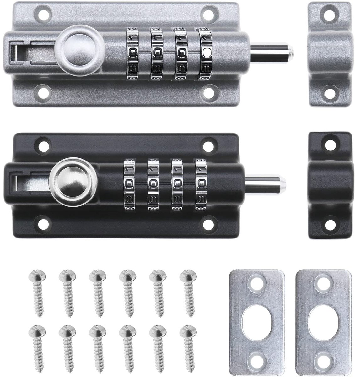 Dailygoods- Afsluitbare Padbolt Sleutelloze Beveiliging - Combinatie Vergrendeling - Zinklegering/Roestvrij Staal - 10.000 Combinaties - Anti-Knoeiing - Schuifstang Dikte 10 mm - Deurslot