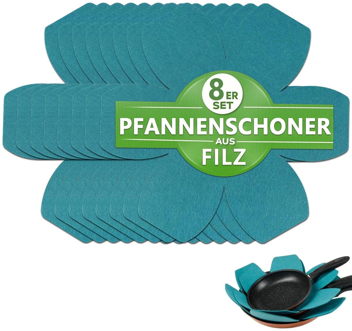 Dailygoods- Pannenbeschermer 25 cm - Antislip Tussenlegger - Krasbestendig Vilt - Stapelbescherming - Aanpasbare Maat - Set van 8 - Pannenbeschermmat