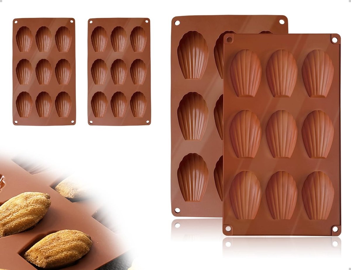 Dailygoods- Siliconen Vormen - Set van 2 - 9 Holtes - Hittebestendig - Flexibel - Duurzaam - Bakvormen in Baksteenrood - Bakvorm