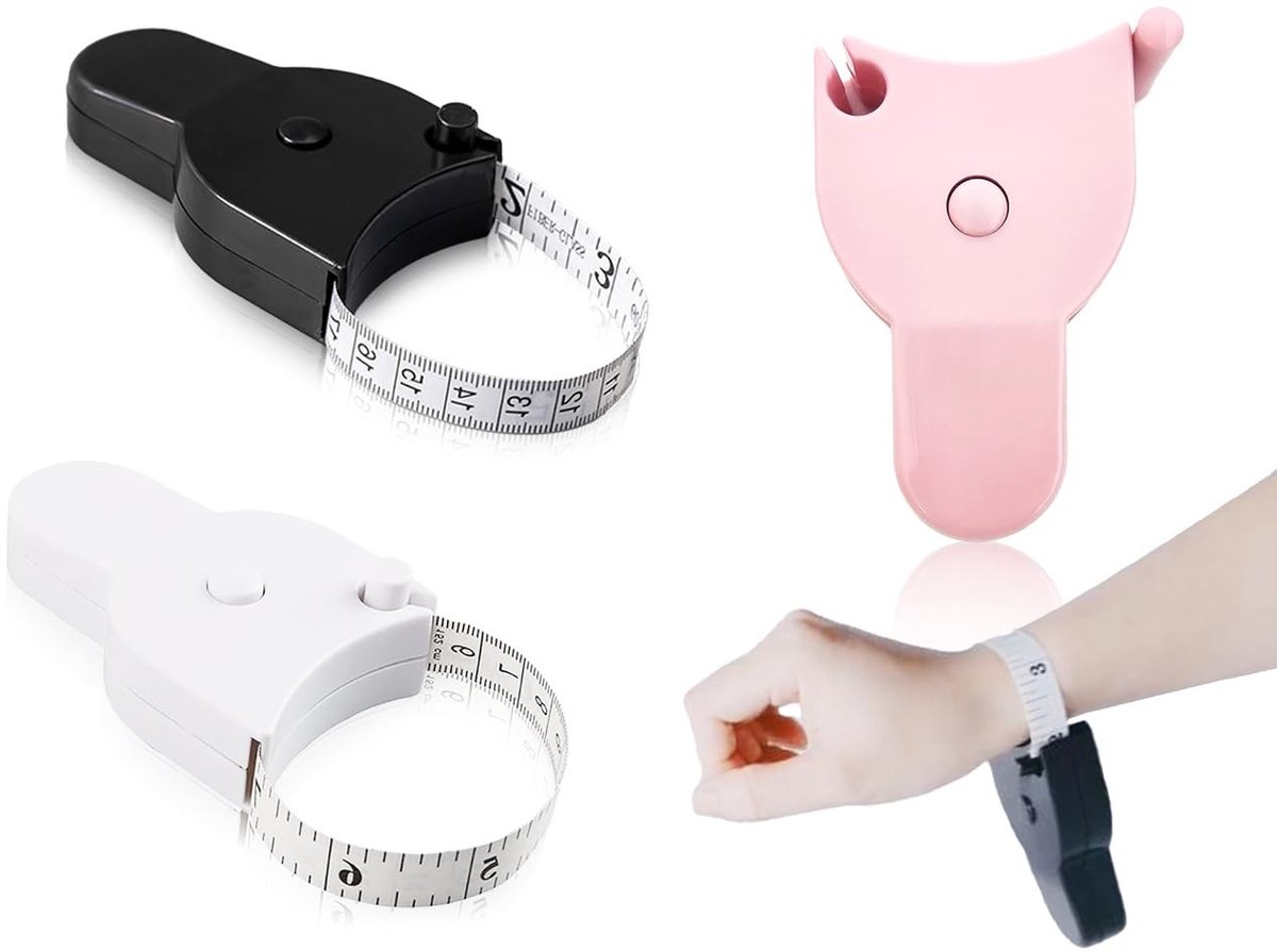 Dailygoods- Lichaatsmeetband 150 cm - Automatisch intrekbaar - 3 stuks - Y-vormig ontwerp - Dubbelzijdig schaalontwerp - Hoogwaardig kunststof - Meetlint