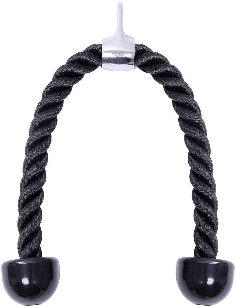 Dailygoods- Tricepskoord 70 cm - Nylon Kabel - Rubberen Handgreep - Schouder/Borst/Buiktraining - Maximaal Draagvermogen 150 kg - Flexibele Grip - Fitnesskoord