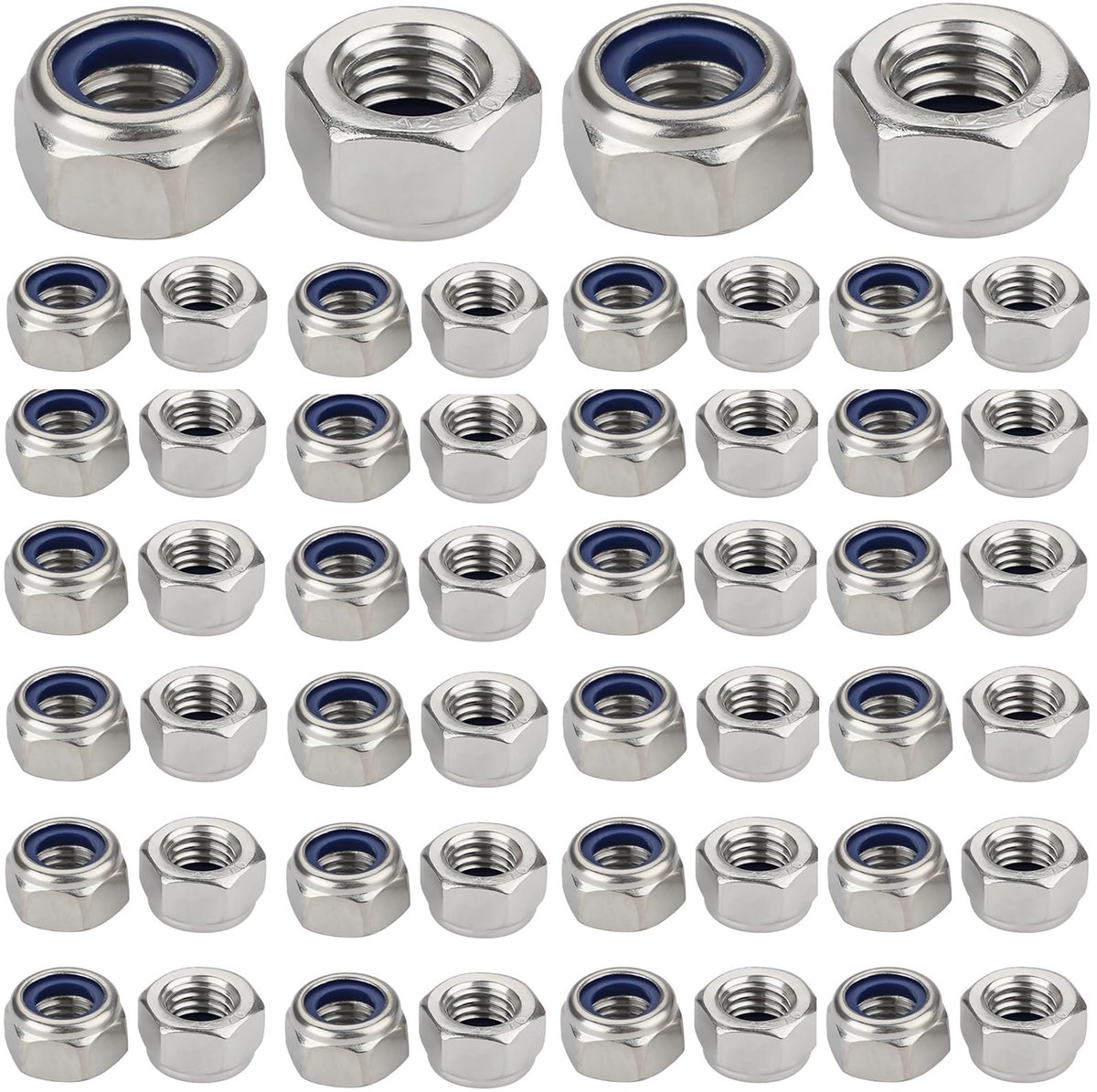 Dailygoods- M5 Moeren Roestvrij Staal - Zelfborgende Moeren - Zeskantmoeren - Borgmoeren - Set van 100 Stuks - Corrosiebestendig