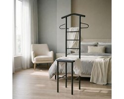 CARO-Möbel Dressboy JIVO Silent Dresboy Clothes Rack in Grey, 121 cm, Wardrobe with Trousers Hanger