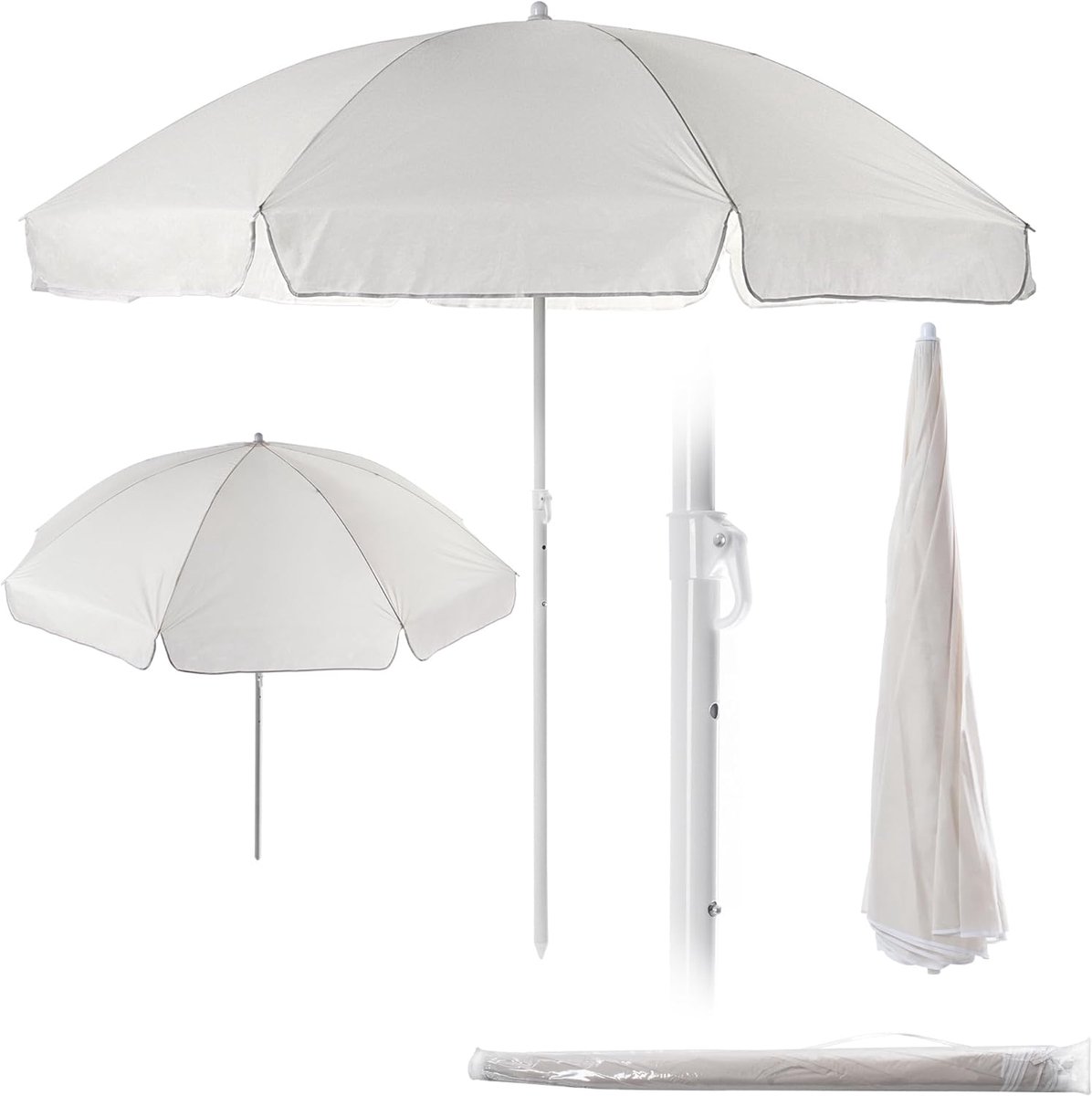KADAX Round Parasol, 220 x 142-224 cm, Patio Parasol, Balcony Screen, Height Adjustable Umbrella for Balcony, Garden, Patio, Pool and Beach