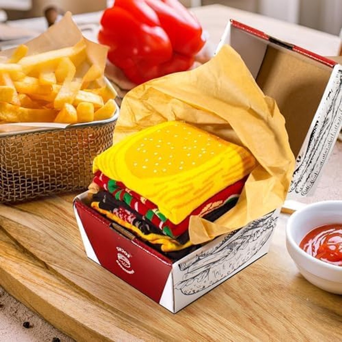 OLOEY Leuke burgergeschenkdoos met drie paar sokken-een leuk cadeau voor mannen-tieners en vrouwen-perfect voor Pasen-Vaderdag-verjaardagen en Kerstmis