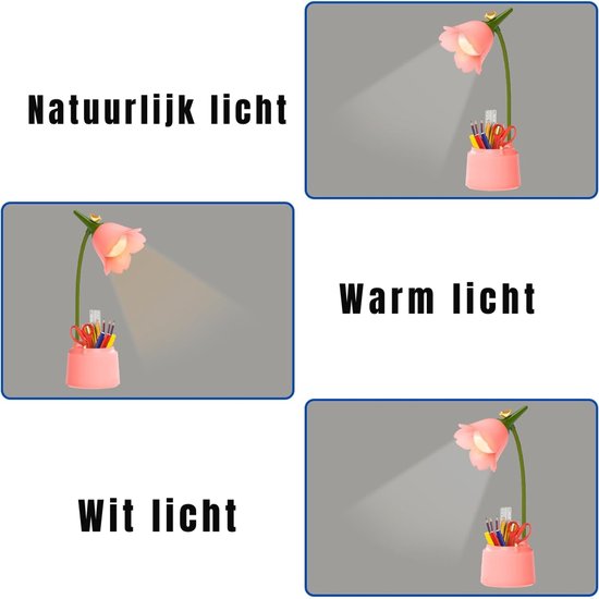 QUOVO® Bureaulamp Kinderkamer - Bureaulamp Roze - Tafellamp Kinderkamer - Roze - 15cm x 13cm x 39cm van QUOVO® — afbeelding 2