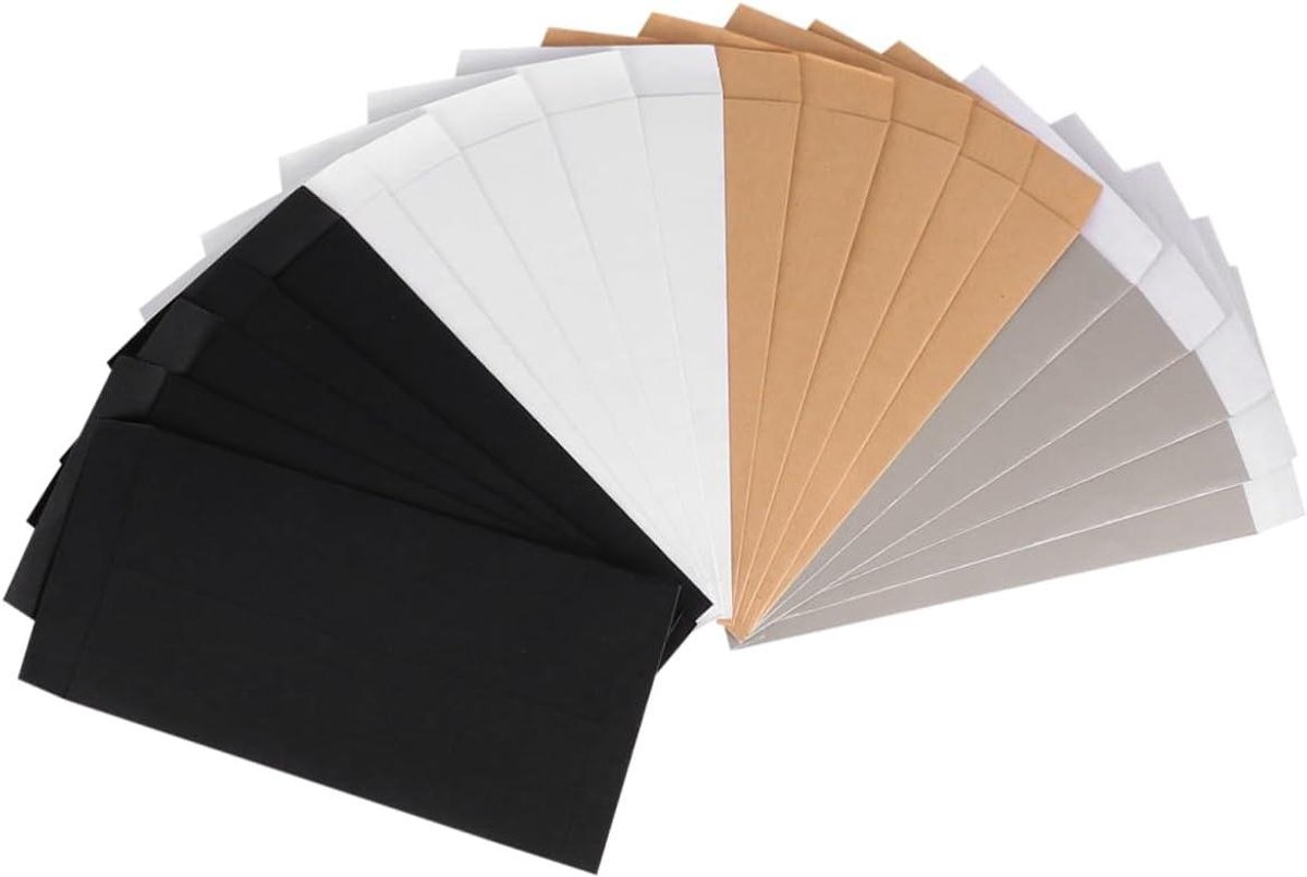 Kraftpapieren Enveloppen - Mini Enveloppen - Kaarten Versturen - Stijlvol Klassiek Design - 19.5x9CM - Zwart