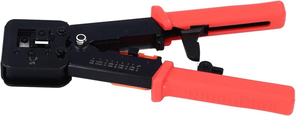 RJ45 Krimptang - Netwerktang Ethernet - Netwerkbekabeling Maken - All-in-één Tool - RJ11 RJ45 - Rood