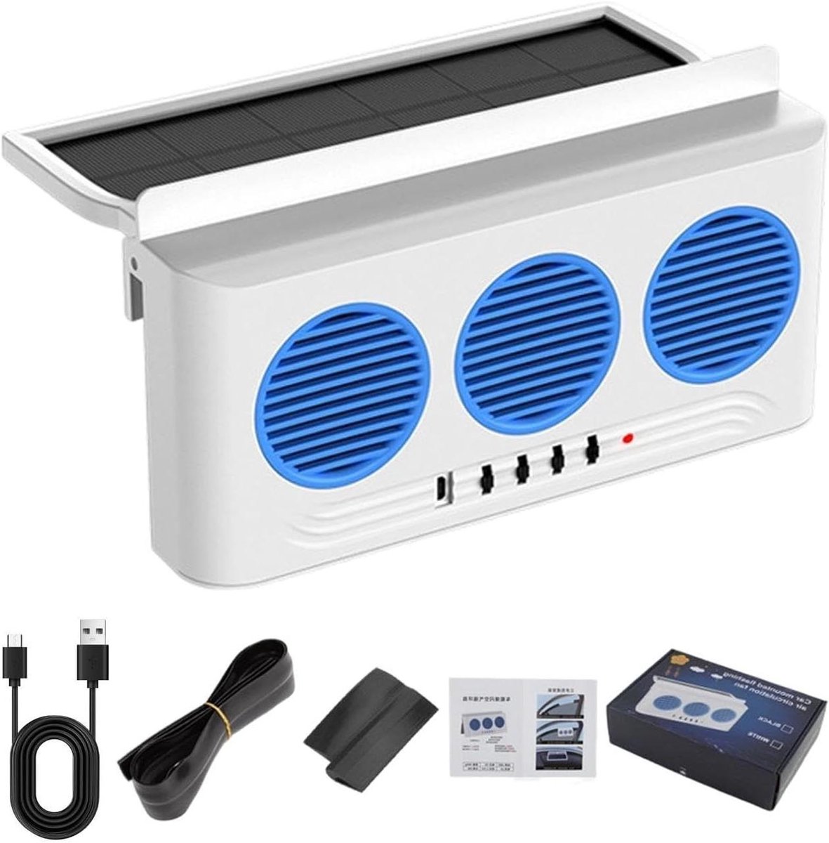 Autoventilator Zonne-energie - Auto Ventilator - Frisse Lucht Auto - Zonder Boren Installatie - 16.9 x 6.4 x 6.4 cm