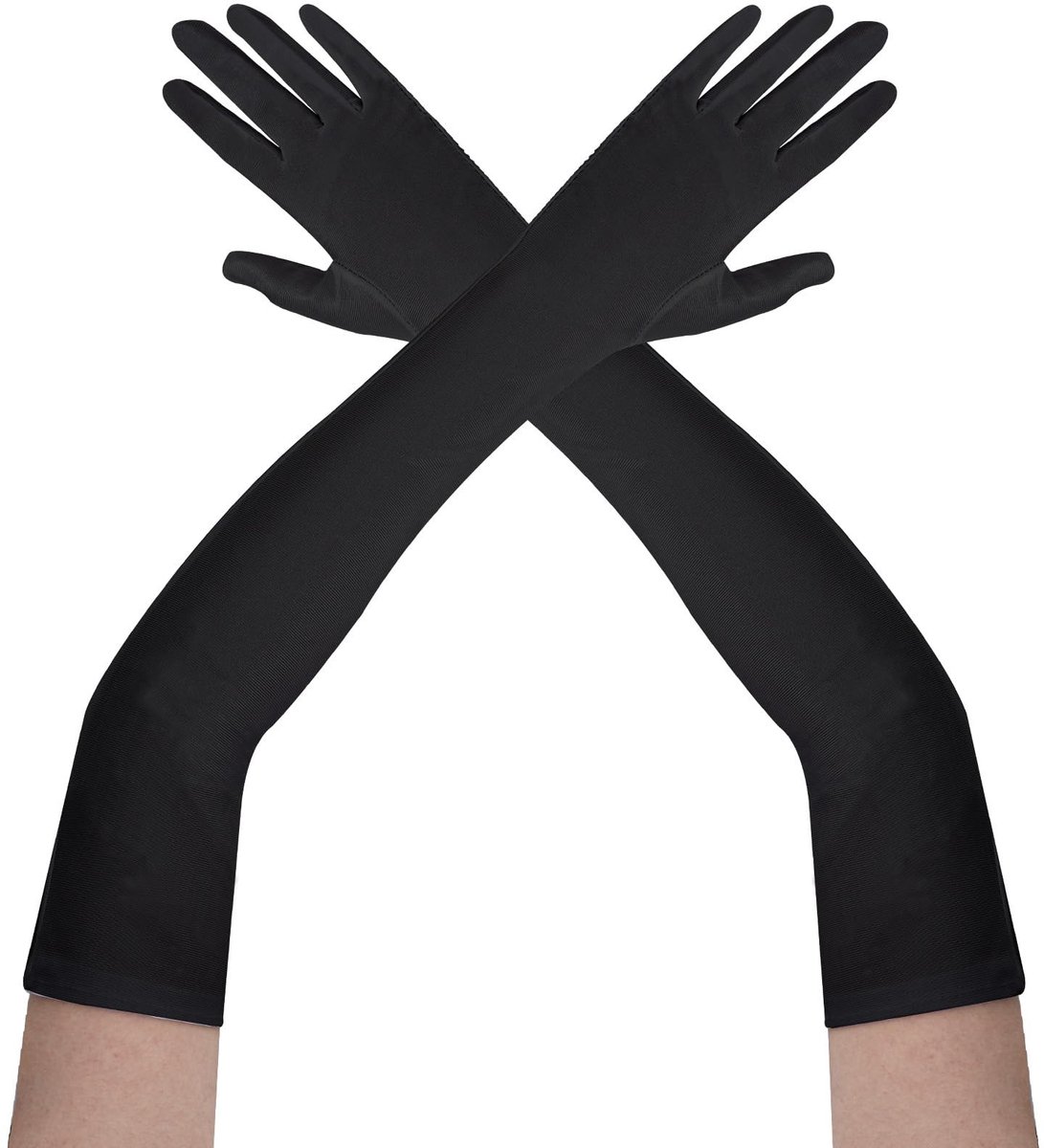 Dailygoods- Handschoenen Dames Lange Satijnen - Klassieke Avondhandschoenen - Jaren 20 Stijl - Kostuum - Carnaval/Halloween - Licht Rekbaar 52 cm