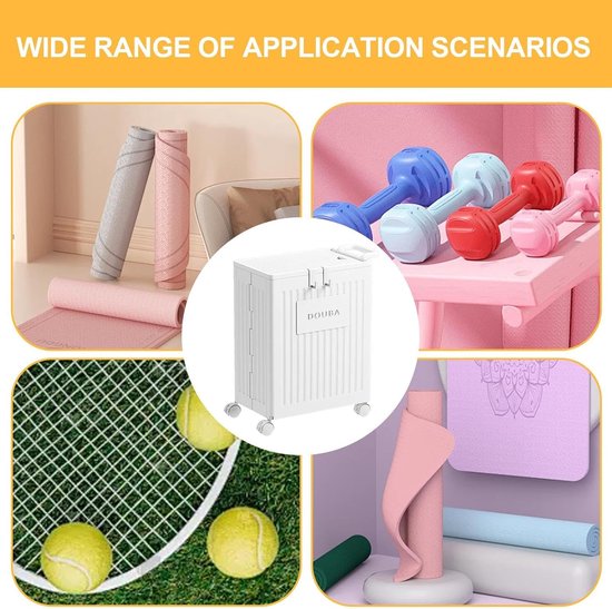 Yoga Mat Storage Box, Foldable Storage Box with Wheels, Space Saving Organizer for Yoga Mats, Foam Rolls, Resistance Bands, Light Holder for Home, Studio Office, etc — afbeelding 5