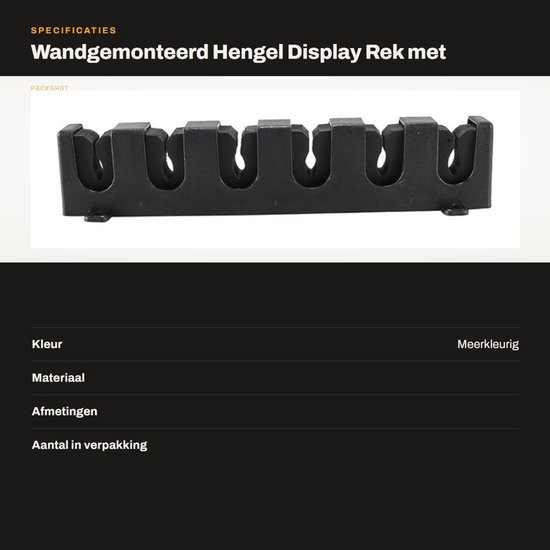 Dailygoods- Hengel Display Rek - Wandgemonteerd - 6 Gaten - Stabiliserende Bevestigingsclips - Ondersteunende Groeven - Ruimtebesparend - Hengelhouder van Dailygoods — afbeelding 3