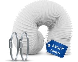 Afvoerslang Airco - Flexibele slang - Mobiele koeling - Met slangklemmen - 3 meter 125 mm - Wit