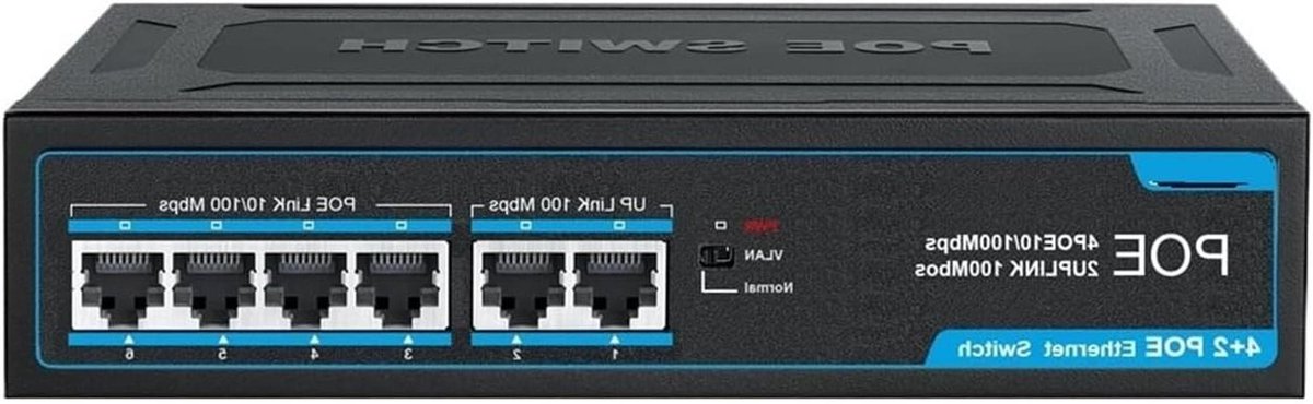 Netwerk Switch - POE Injector - Internet Verbinding - 4 Poorten - 100Mbps - Zwart