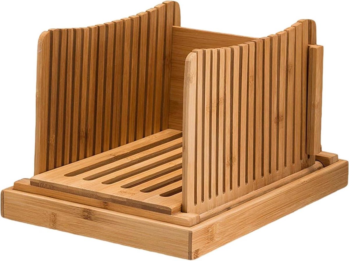 Broodsnijmachine Bamboe Brood Snijder Zelfgebakken Brood Verstelbare Stopplaten Opvouwbaar Ontwerp Natuurlijk Hout