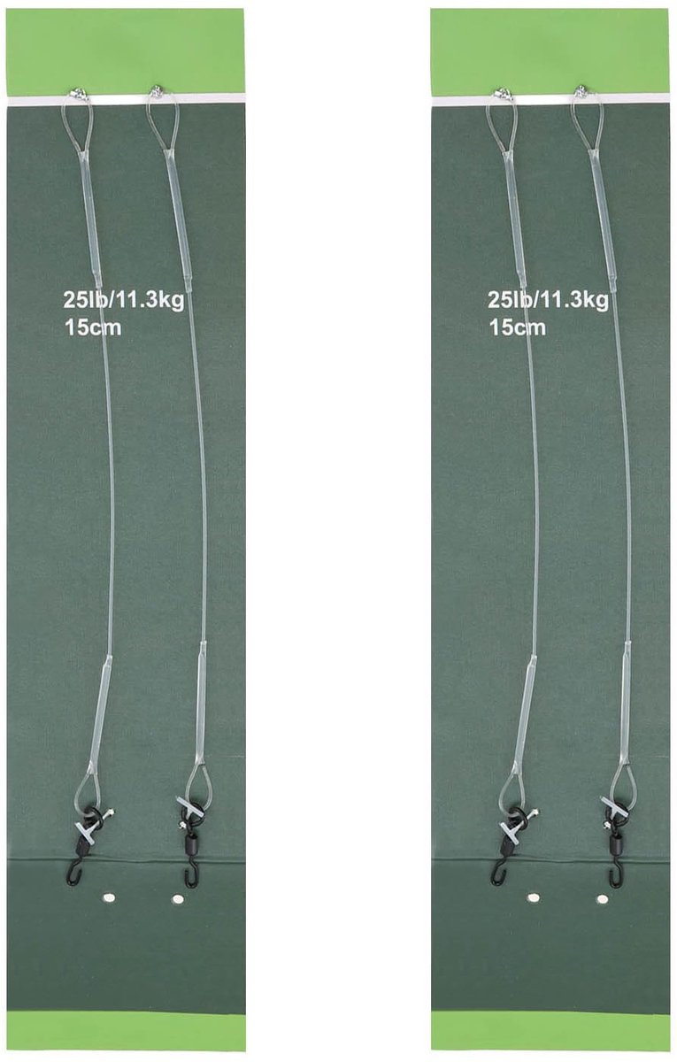 Dailygoods- Swivels 4 Stuks - 15 cm - Fluorocarbon - 25 Pond Trekvermogen - Karpervissen - Snel Wisselen Rig/Feeder