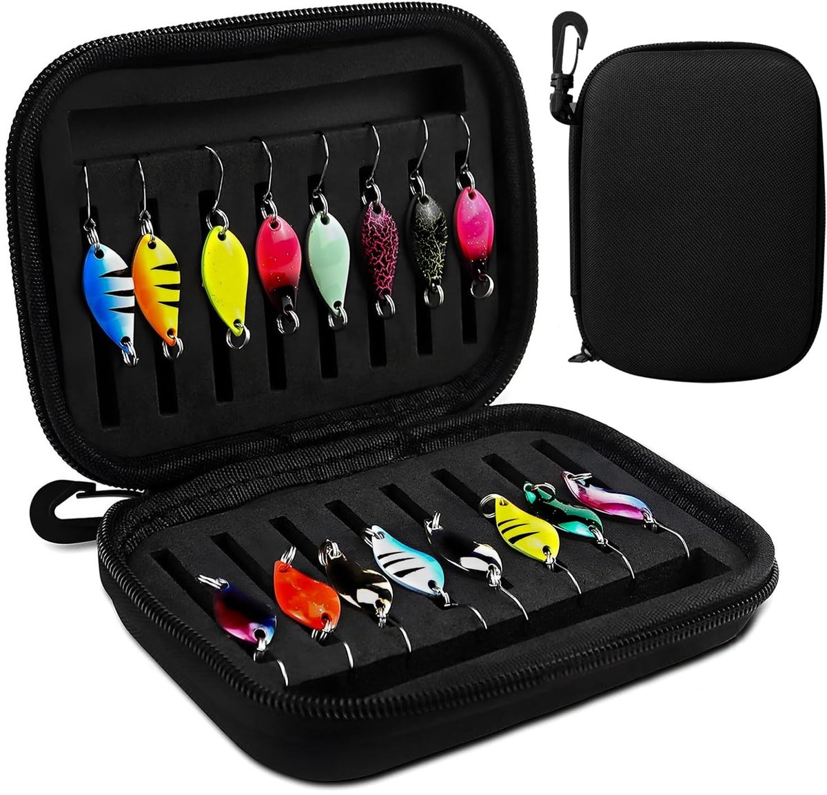 Dailygoods- Mini-vislepelset 16 Stuks - Forelaas - Hardmetalen Spinner-aas - Vishaak - Corrosiebestendig Metaal - Geschikt voor Baars/Zalm - Visaas