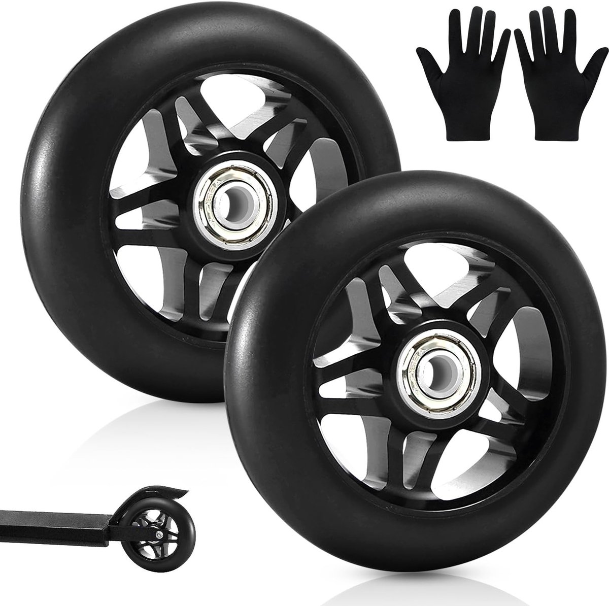 Dailygoods- Stuntstepwielen 100 mm - Reservewielen 2 stuks - ABEC 9 lagers - Aluminium spakenkern - Geschikt voor scooters - Ideaal voor houten vloeren - Scooterwielen
