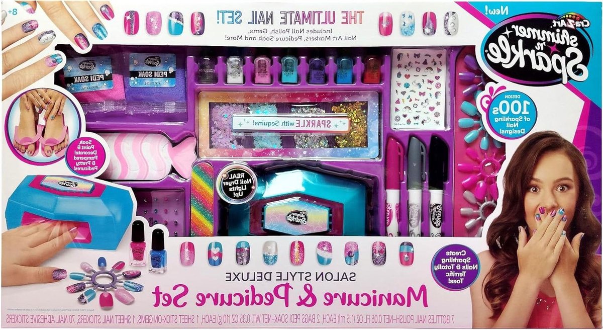 Manicure en pedicure set - Nail art studio - Thuis salon ervaring - Inclusief nageldroger - 70 stickers - Multicolor