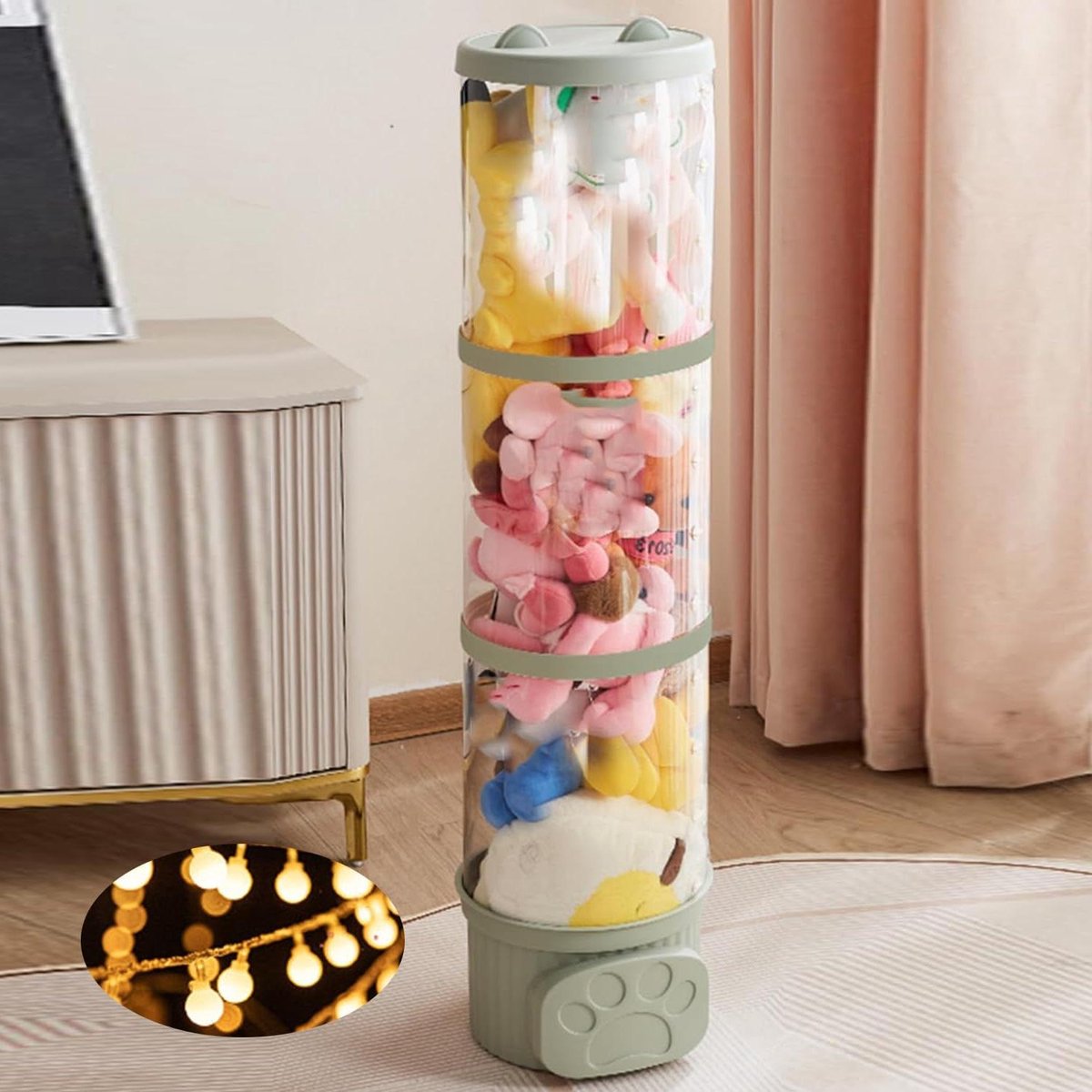 Opbergorganizer Knuffels - Speelgoed Emmer - Speelgoed Opbergen - Transparant Met Deksel - 42 Inch Hoog - Groen