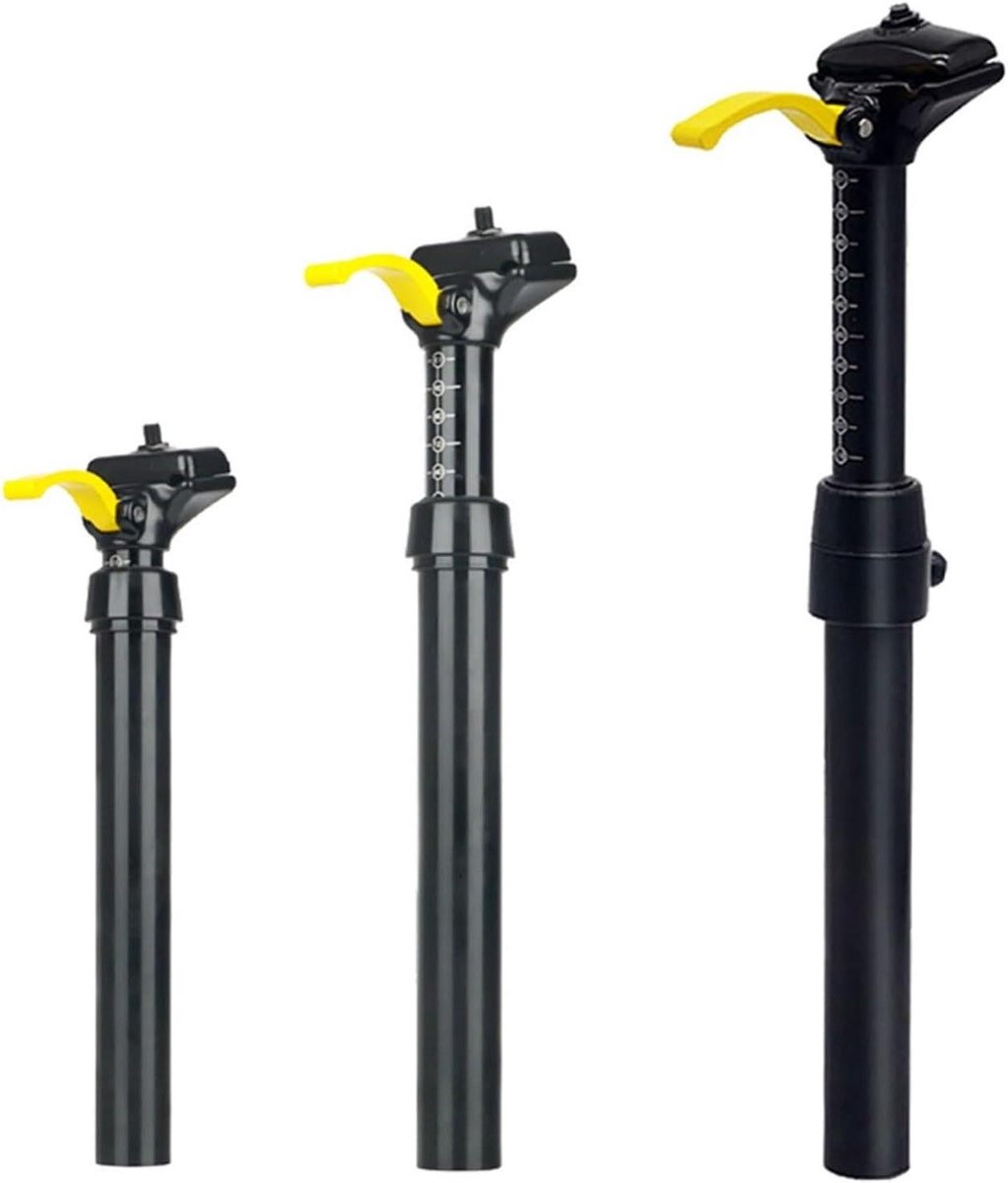 Zadelpen - Verstelbare Zadelpen - Comfortabel Fietsen - Olie-Lucht Demping - 30.9mm Diameter - Zwart