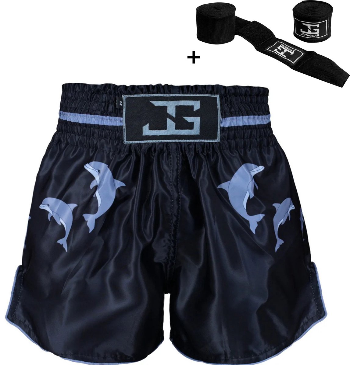 Joyagear Kinder Kickboksbroek XS – Dolfijn Design – Lichtgewicht Polyester – Maximale Bewegingsvrijheid – Inclusief Bandage