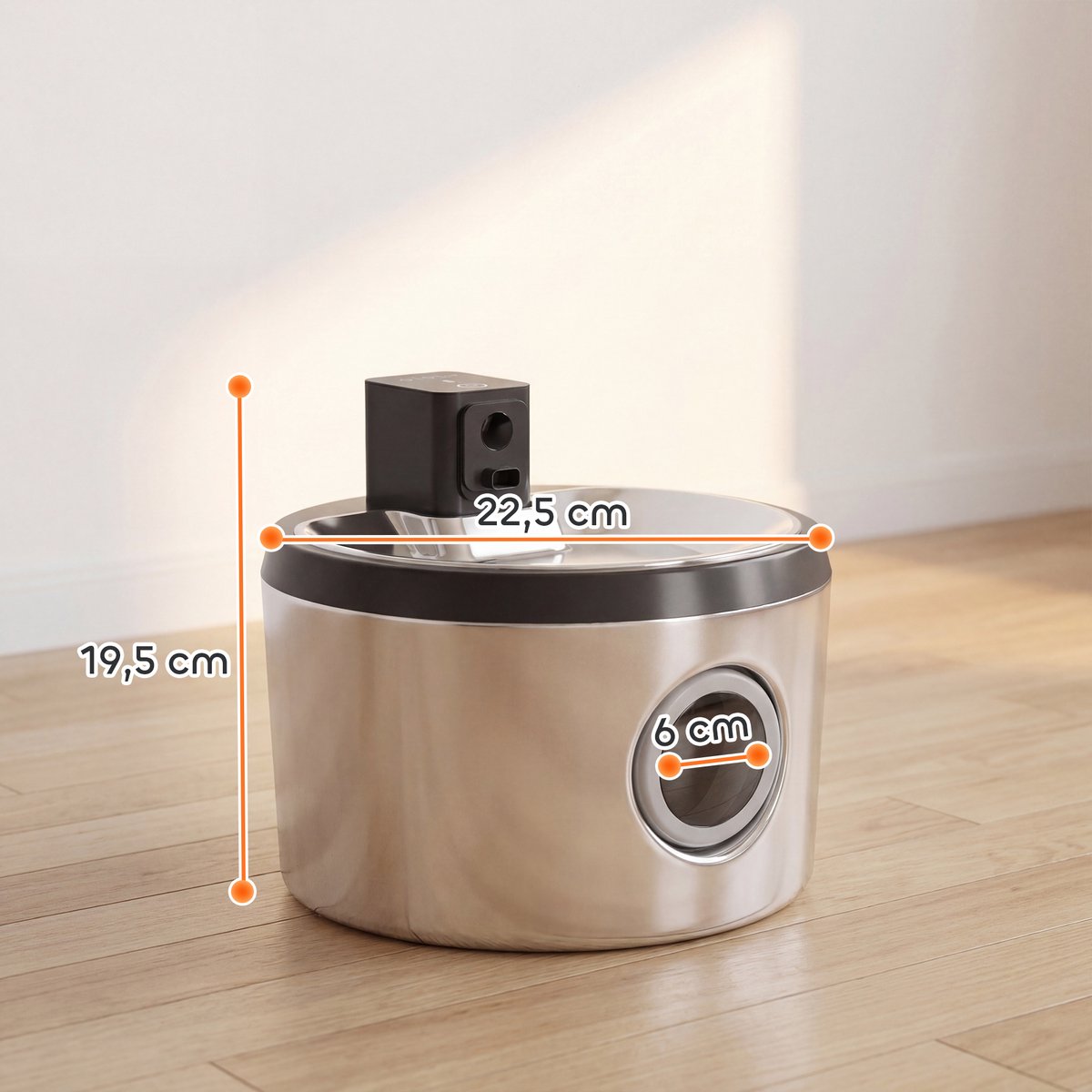 4 l draadloze roestvrijstalen kattenwaterfontein met bewegingssensor, 6 filters, dubbel filtersysteem, led, zilver thumbnail 5