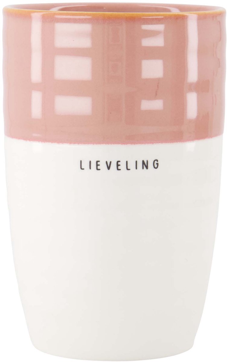 Zusss Mok L Lieveling Keramiek White / Dark Pink