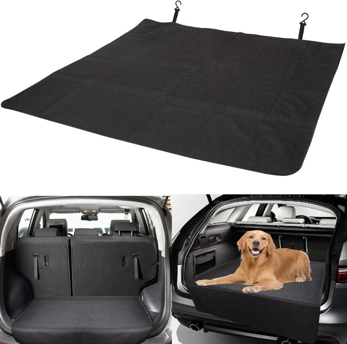 QUOVO® Kofferbak Beschermhoes Hond - Hondendeken Auto - Kofferbak Bescherming - Zwart - 32cm x 22cm x 3cm