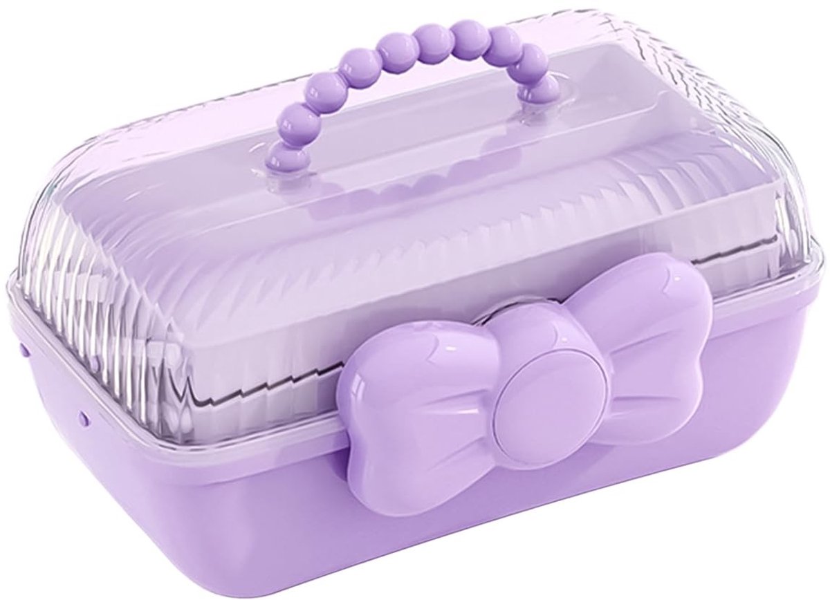 Dailygoods- Opbergdoos Draagbaar - Meelaagse Opbergdoos - Haaraccessoires - Kindersieraden - Handvat - 27,5 x 14,5 x 15 cm - Opbergbox